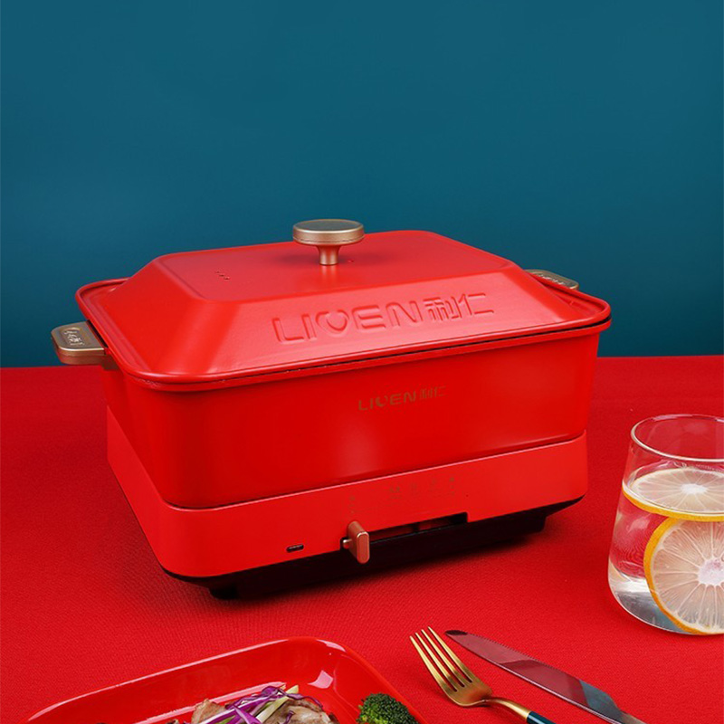 利仁料理锅4.3L多功能锅电烧烤锅煎锅家用电蒸锅LPHG-19高清大图