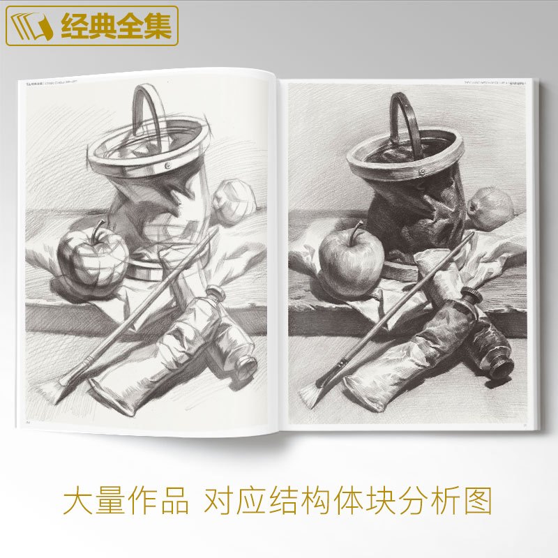 [正版] 素描静物组合临摹书籍美术基础技法结构到位绘画册写生照片风暴高艺联考主导陈敲平门砖教程材4大8开范本杨建飞