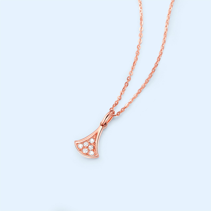 gzuan古钻珠宝触动18k金吊坠扇形小裙子时尚女士吊坠d1859