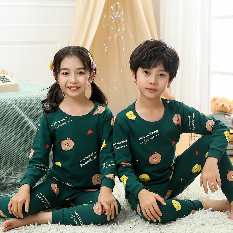 儿童春秋内衣套装保暖两件套新款秋衣秋裤男童女童小童大童睡衣潮xww