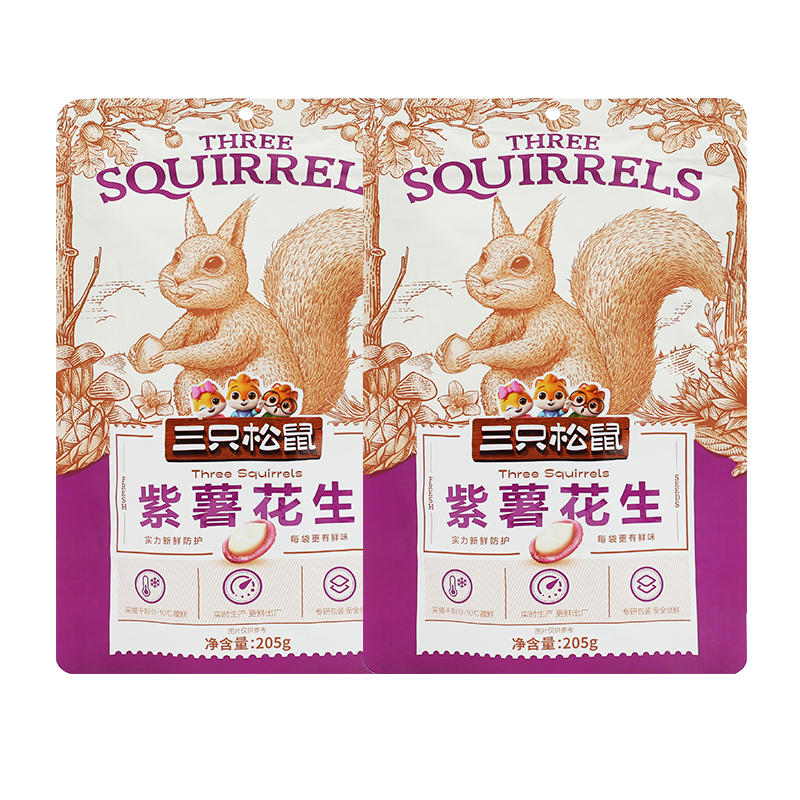 三只松鼠紫薯花生休闲零食小吃炒货香脆花生米仁205g*2袋高清大图