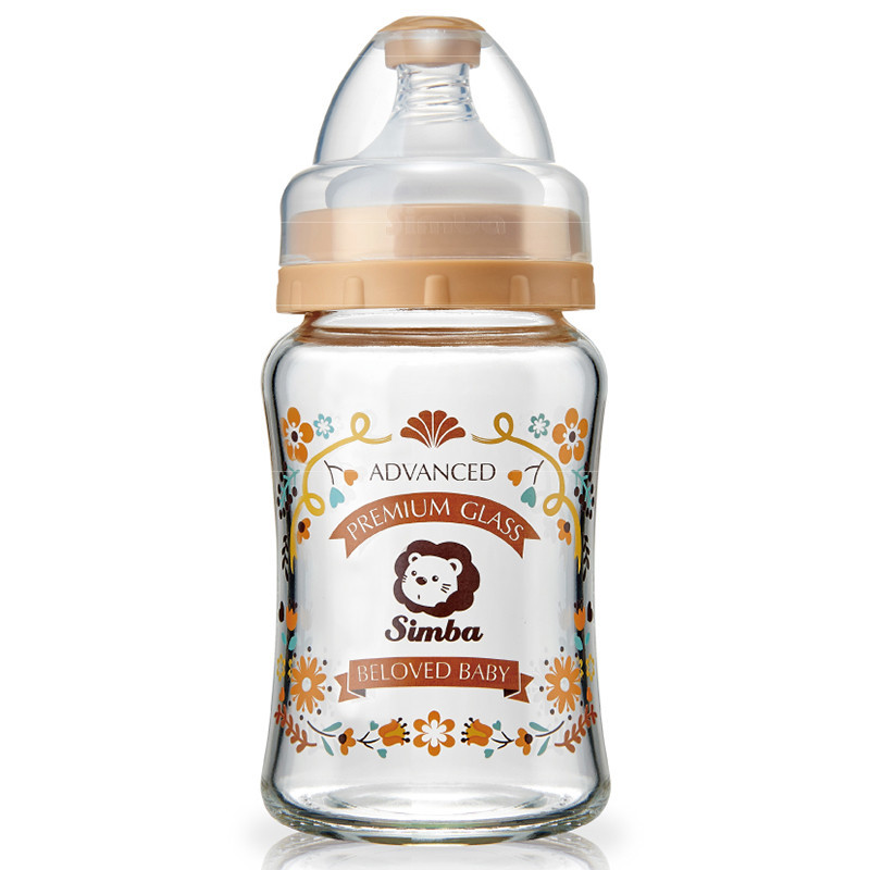 小狮王辛巴(Simba)萝蔓晶钻宽口玻璃 大 奶瓶180ml S69163