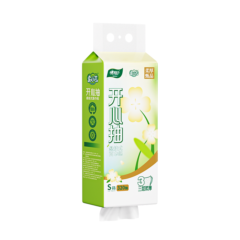 心相印DTD320RLDZ柔小芸三层320抽压花悬挂抽取式面巾纸高清大图