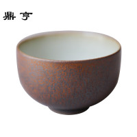 鼎亨春泥手工金属釉景德镇粗陶陶瓷主人杯品茗杯泡茶杯开片功夫大