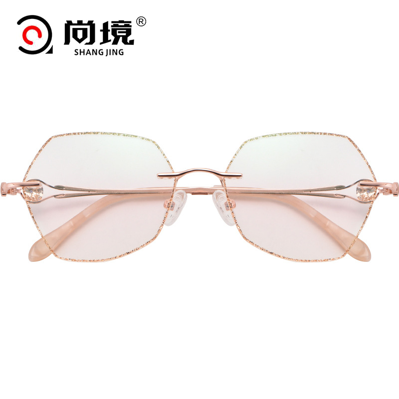 尚境眼镜新款抖音小红书同款素颜美妆镜女款无框切边眼镜蓝光近视镜镜框高清大图