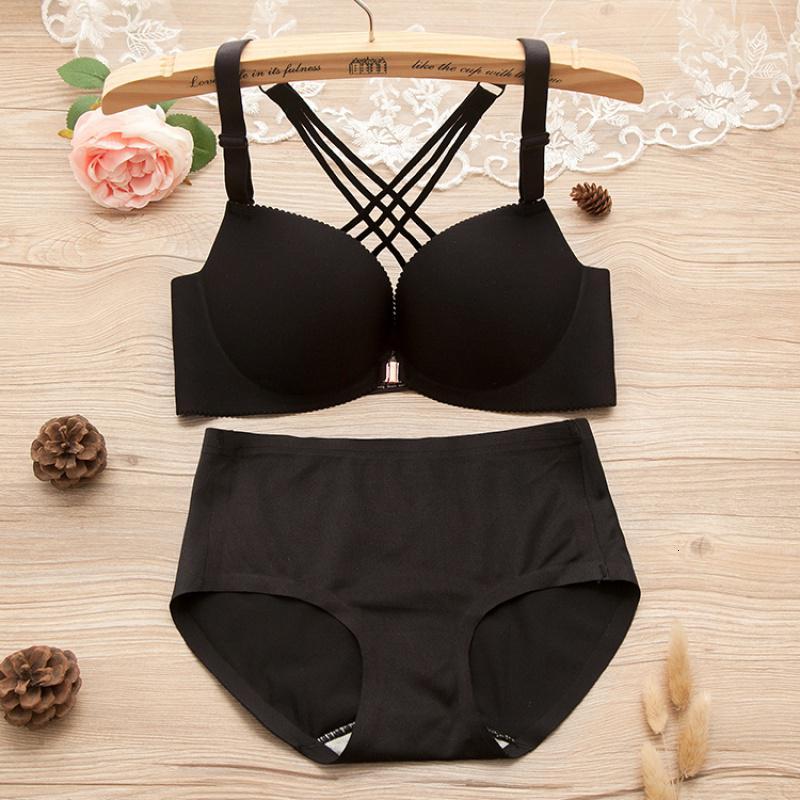 suntek前扣式无钢圈聚拢小胸罩内衣加厚款少女日系文胸套装性感美背