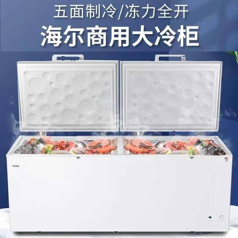 Haier/海尔冰柜超市商用大容量500升以上卧式双开门冷藏冷冻转换冷柜带锁带脚轮海鲜柜大冷柜 829升/零下38度速冻高清大图