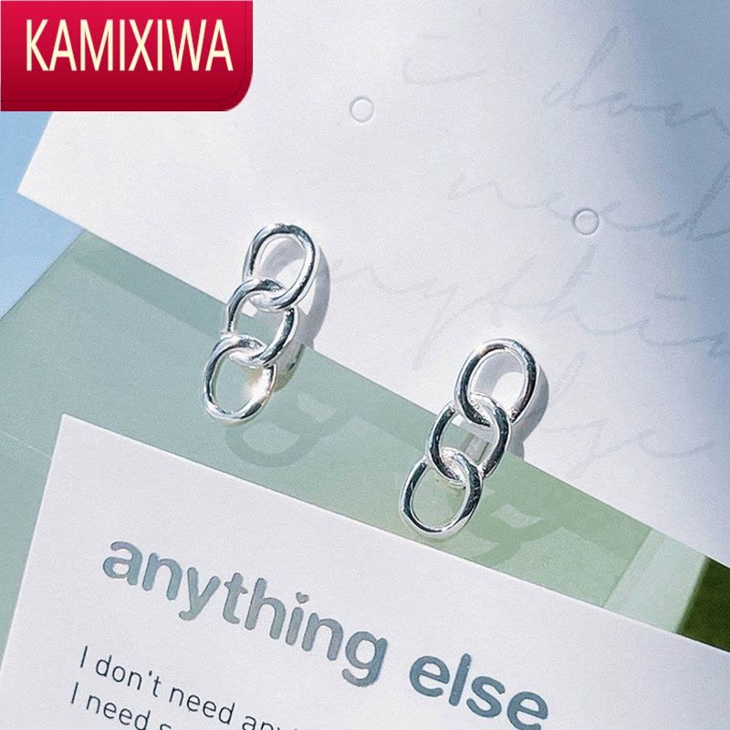 KAMIXIWA设计韩版小巧链条不规则耳圈耳环个性金属耳坠百搭饰品女图片