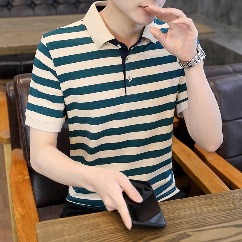 啄木鸟纯棉polo衫短袖男士夏季新款高端翻领时尚修身商务休闲上衣 1815绿色 L
