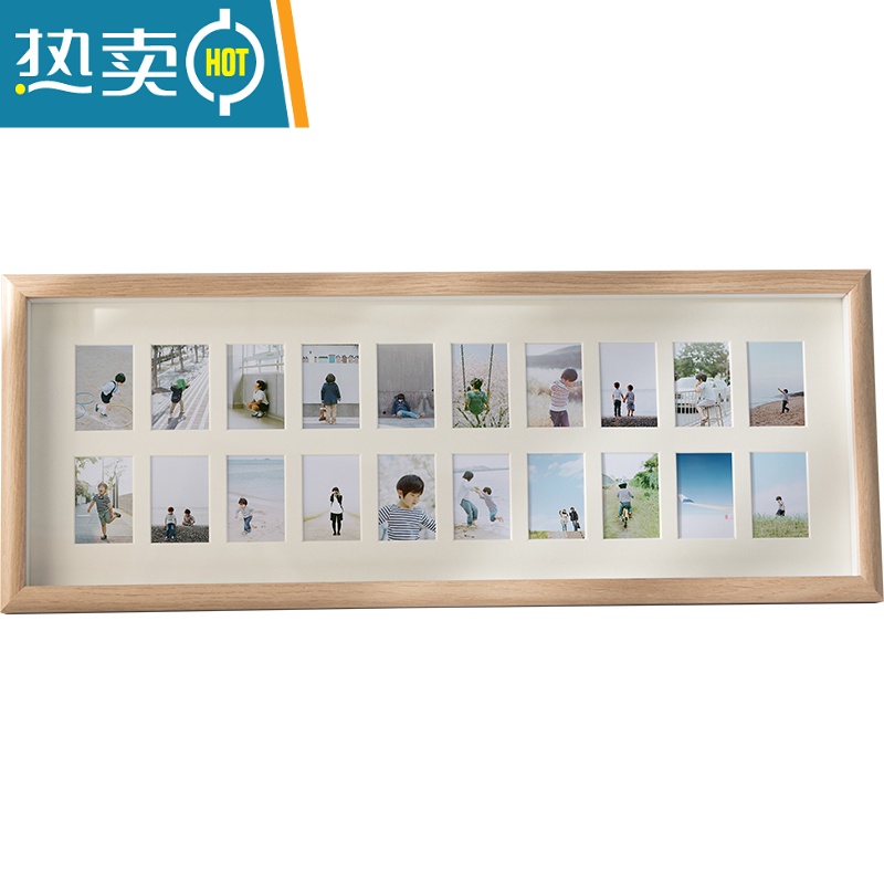 敬平简约创意相框摆台加洗照片四连组合相架情侣婚纱宝宝6寸相片像框 三联白橡木色(可放三张6寸照片10*15cm) 相框+高清大图