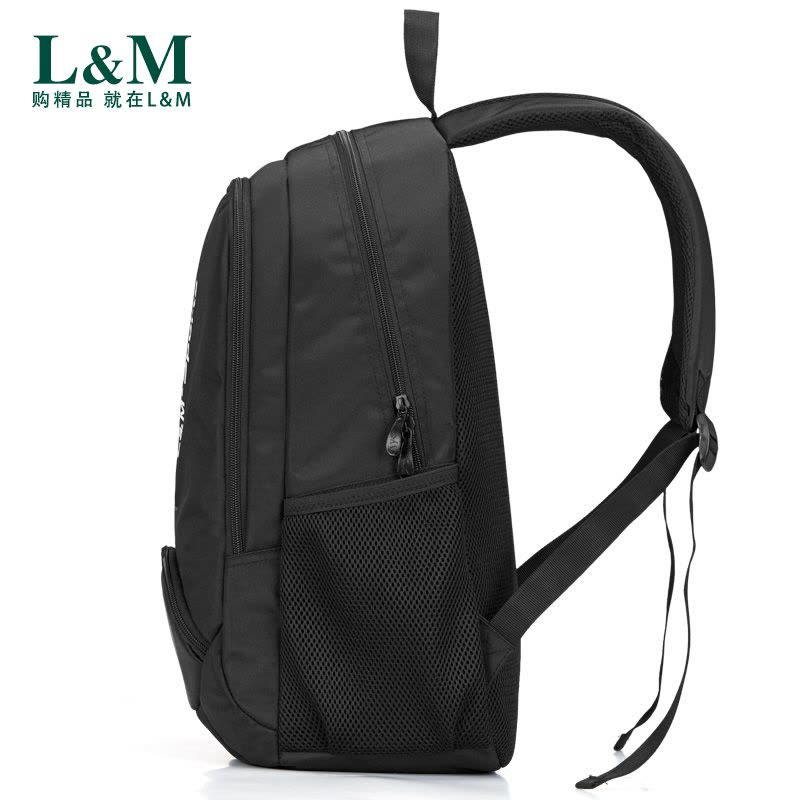 L&M双肩背包男户外运动休闲商务包旅游包带笔记本电脑夹层中学生书包初中生高中生大容量图片