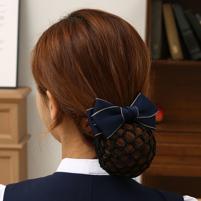 护士头花女职业盘发上班韩国清新专用发网空乘盘头发网兜网套 牛仔蓝