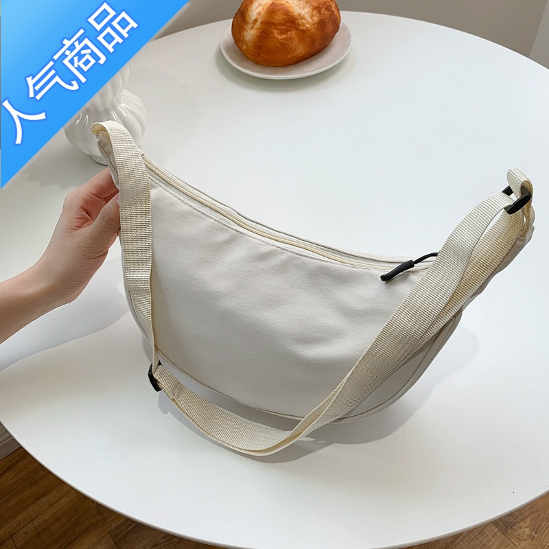 fenghou帆布包ins日系小众饺子包女斜挎文艺复古胸包原宿简约慵懒风