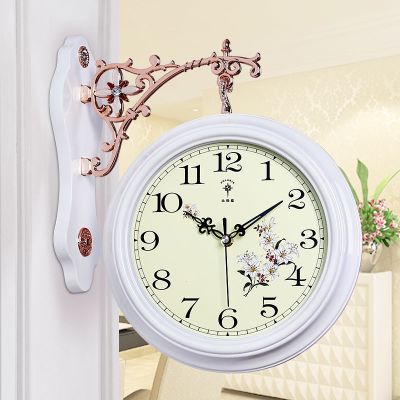 北极星欧式双面挂钟客厅大号两面钟表静音个性创意现代简约石英钟