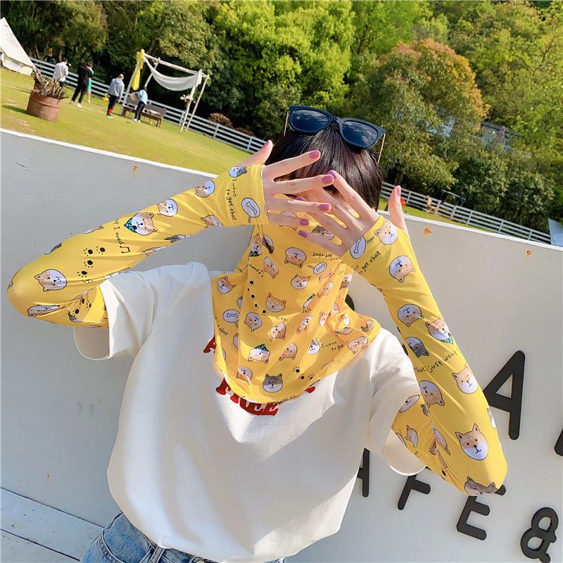 泫雅风面罩女遮脸护颈护脖子面纱套装冰丝手臂套袖套冰袖防晒透气 泫雅草莓 冰袖