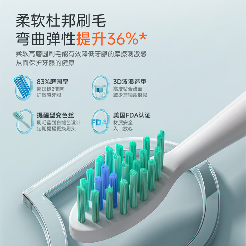 小熊(Bear)电动牙刷 牙医推荐声波震动牙刷 情侣款礼物 送女友送男友 深度清洁 C02T5[白]高清大图