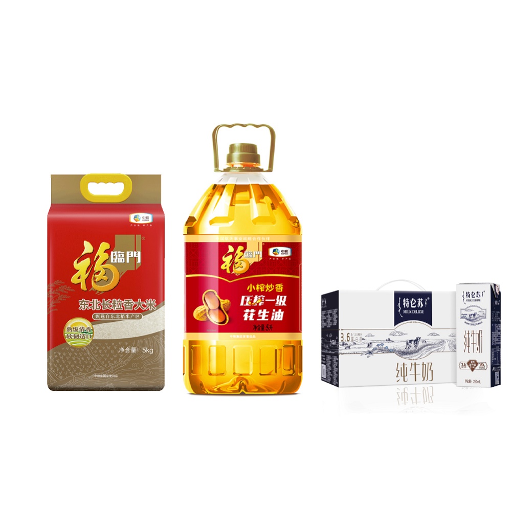 福利套餐1(福临门大豆油5L+福临门东北长粒香米5kg+蒙牛特仑苏250ml*12)高清大图