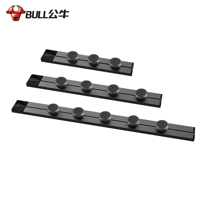公牛(bull)GN-GB1黑色1000mm轨道插座+5个五孔移动轨道插座厨房专用电力滑轨插排家用多功能明装无线排插高清大图