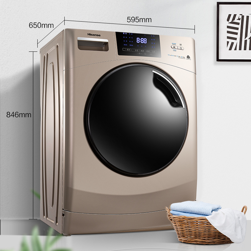 海信(Hisense)10KG全触控变频家用节能低噪全自动滚筒洗衣机 HG100DAA122FG高清大图