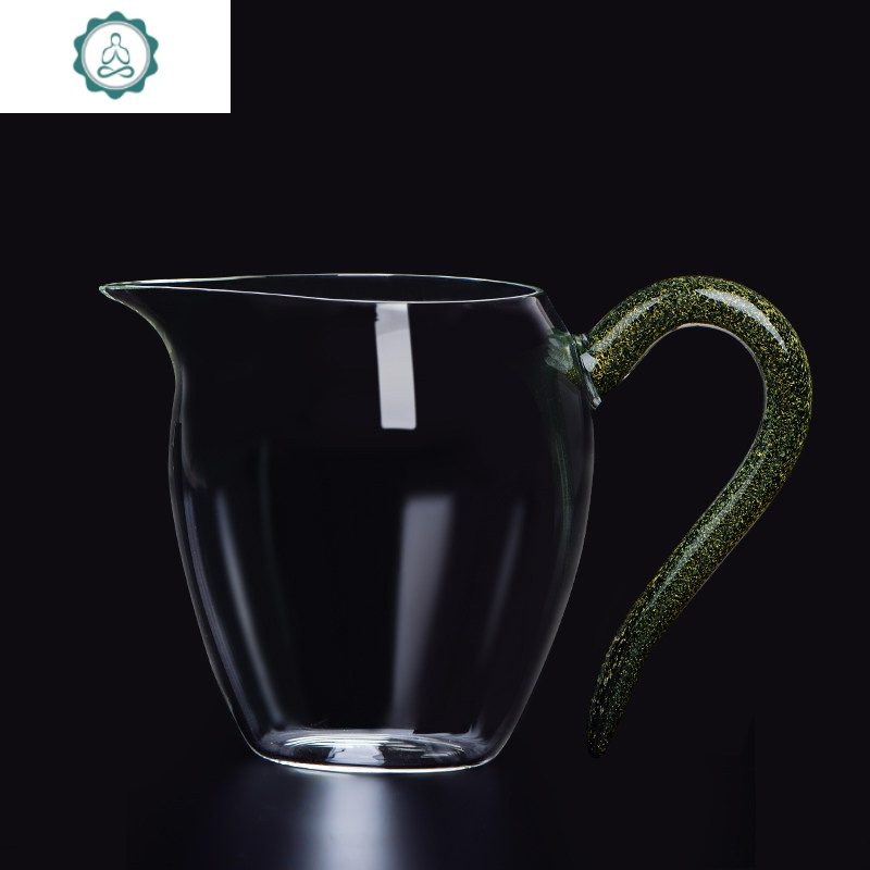 台湾禾器公道杯玻璃彩把纯手工公杯加厚茶海分茶器茶具堪比自慢堂 封后 炫彩黑金送茶滤一套
