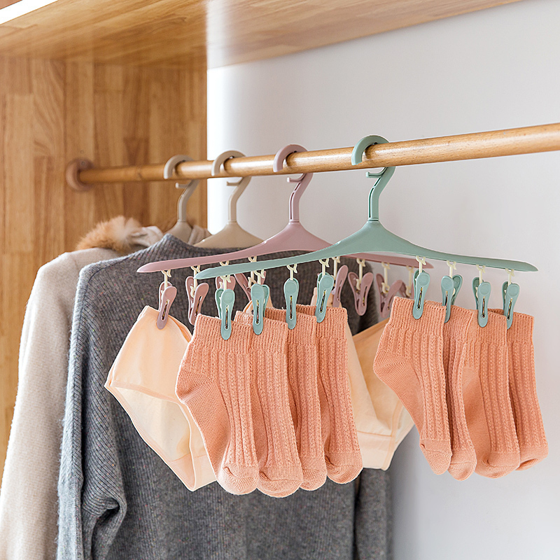 家柏饰(CORATED)防风夹子衣架塑料带卡扣多功能晾衣夹文胸内衣架晾袜架衣撑衣服架高清大图