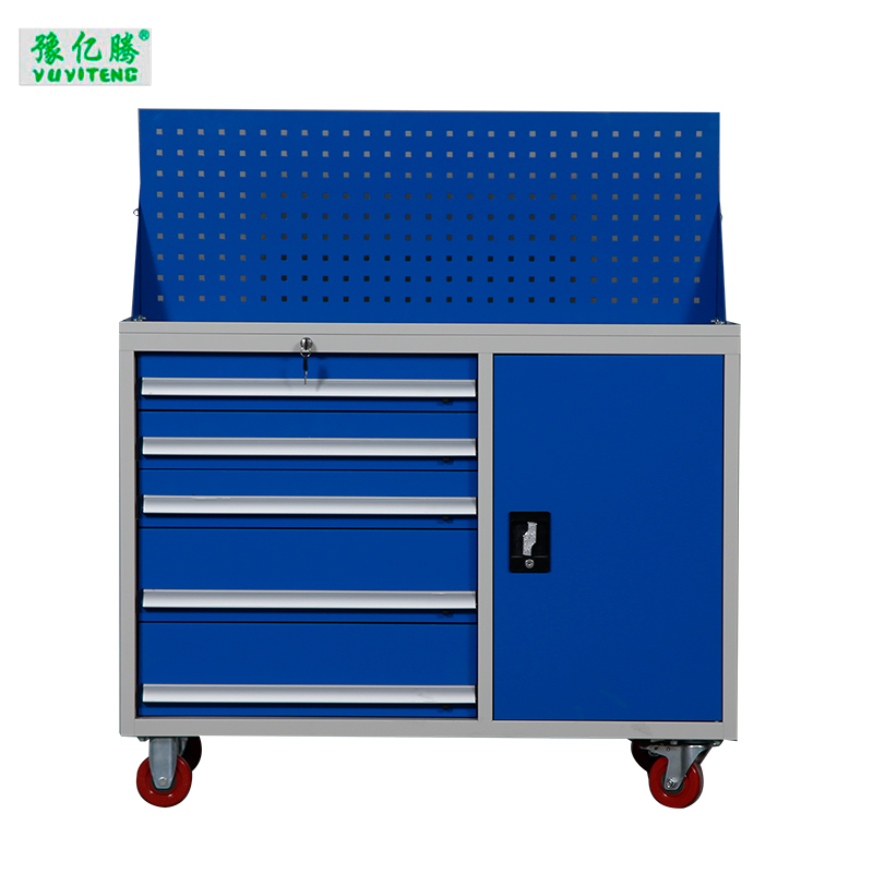 豫亿腾 五抽工具车(带门) 车间用双开门储物柜 加厚五金收纳箱抽屉式铁皮刀具柜子 可定制