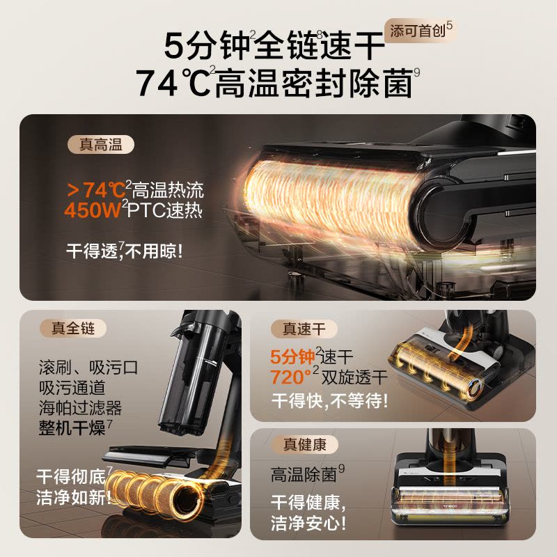 [智能]添可(TINECO)无线智能洗地机芙万Wiper高温全链极速干恒压活水双贴边软包电池自清洁家用吸尘吸脱图片