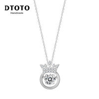 DTOTO 可爱皇冠镂空灵动款银项链 个性时尚银吊坠女