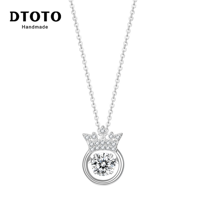 DTOTO 可爱皇冠镂空灵动款银项链 个性时尚银吊坠女