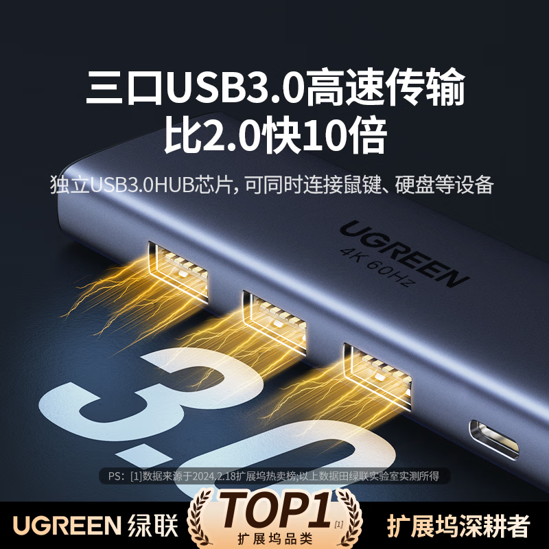 绿联(UGREEN)Type-C电竞扩展坞144Hz高刷拓展坞适用mac mini电脑Steamdeck游戏ROG掌机高清大图