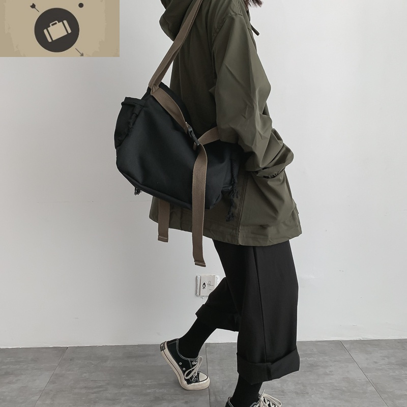 2020新款潮斜挎单肩帆布袋原宿韩版ulzzang工装大学生上课包包女 艾狄伊娃单肩包