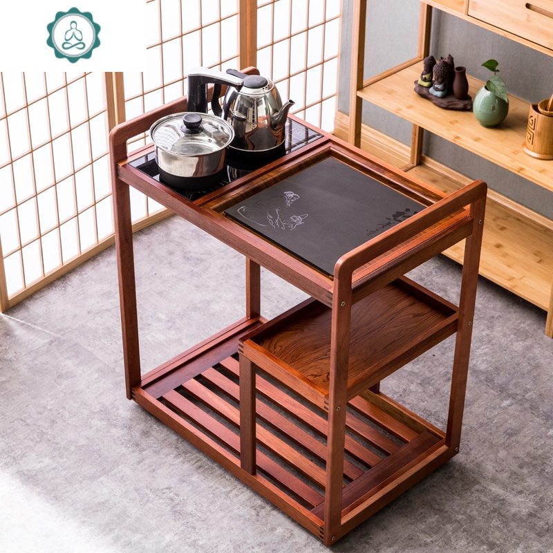 可移动茶车花梨木小茶台现代简约家用烧水壶套装功夫茶盘一体茶桌封后