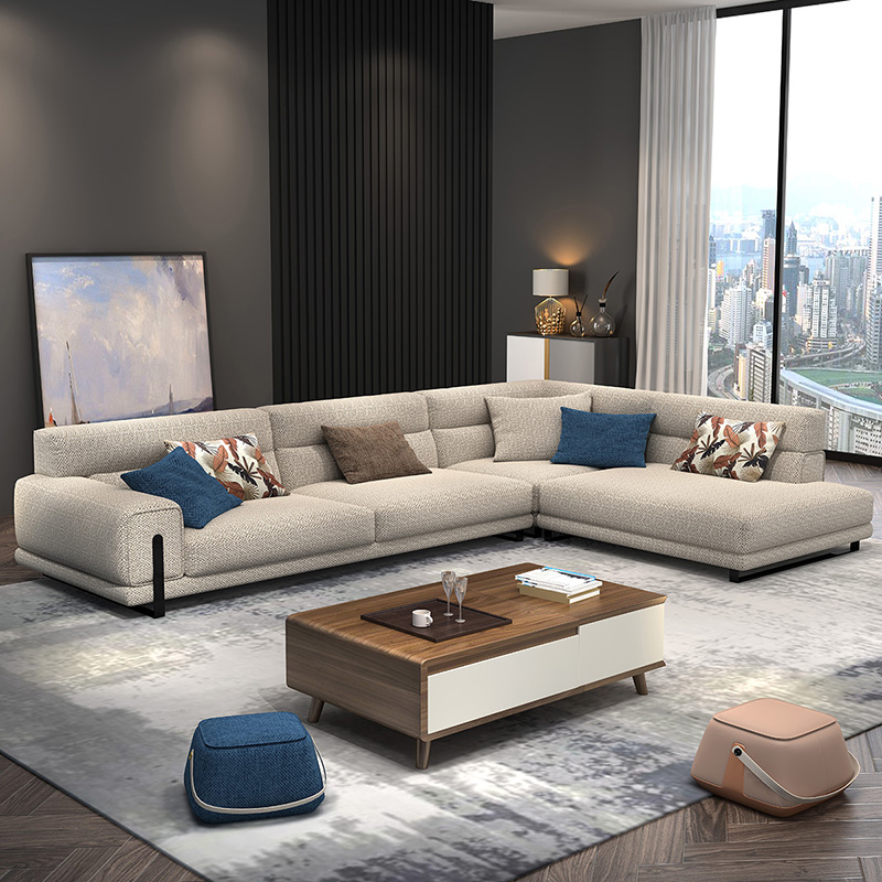 掌上明珠布艺沙发组合简约现代客厅大小户型转角可拆洗布沙发客厅组合
