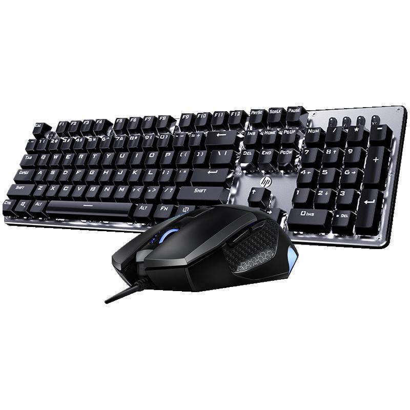 hp惠普gk100g200机械键盘鼠标电脑台式办公游戏打字青轴黑轴红轴茶轴