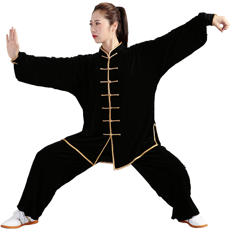 闪电客太极服秋冬季金丝绒男加厚武术表演服女练功服中老年太极拳服