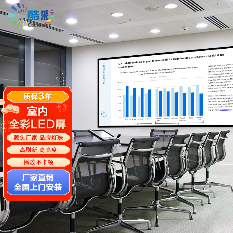 酷彩商显 P1.25室内全彩led显示屏广告屏 1平方 质保3年