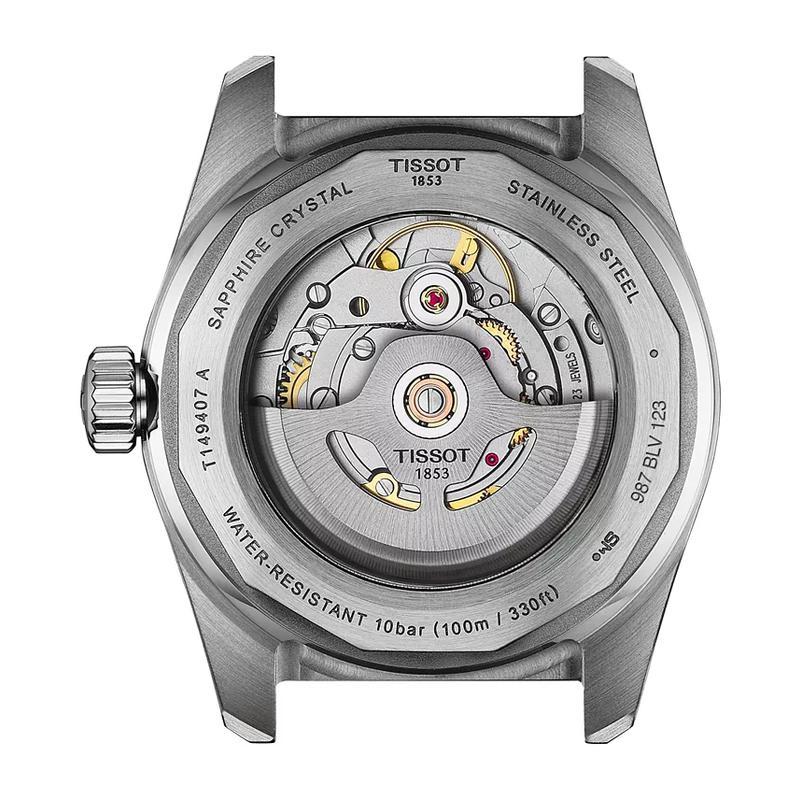 天梭(TISSOT)瑞士自动机械表男表38mm黑盘日历窗精钢蓝宝石镜面棕色皮带