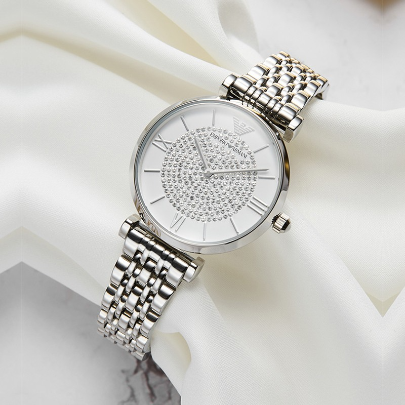 阿玛尼emporioarmani满天星手表女时尚女生礼物女士石英表玫瑰金钢带
