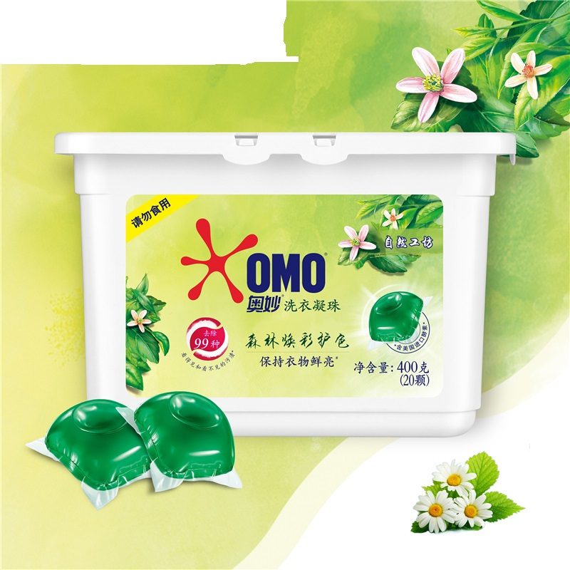 奥妙(OMO) 自然工坊 森林焕彩护色 洗衣凝珠 400g (单位:盒)