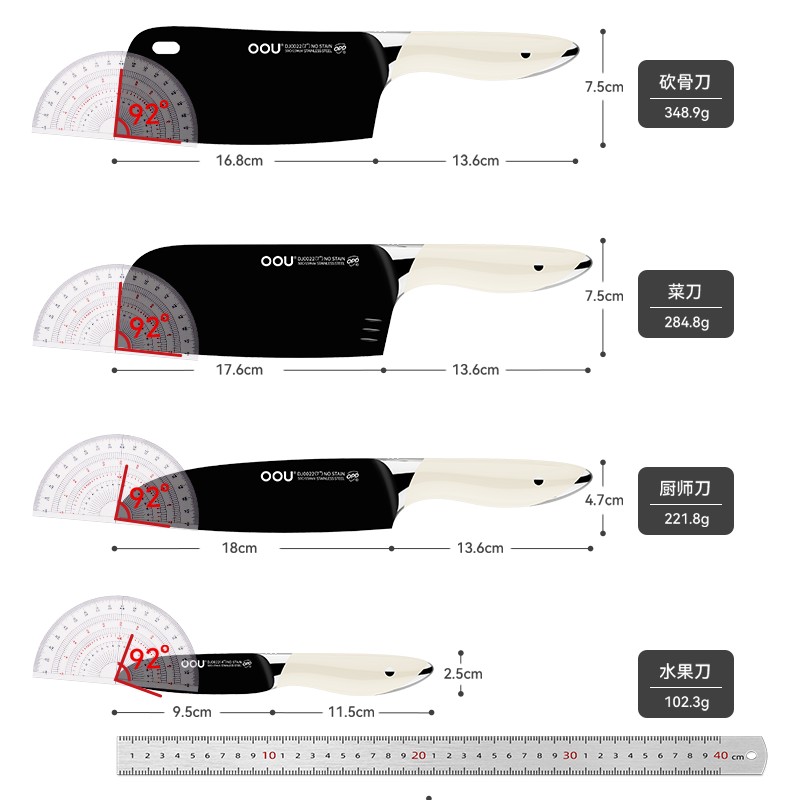 OOU 黑鲸系列抗菌刀具七件套DJ0022B高清大图