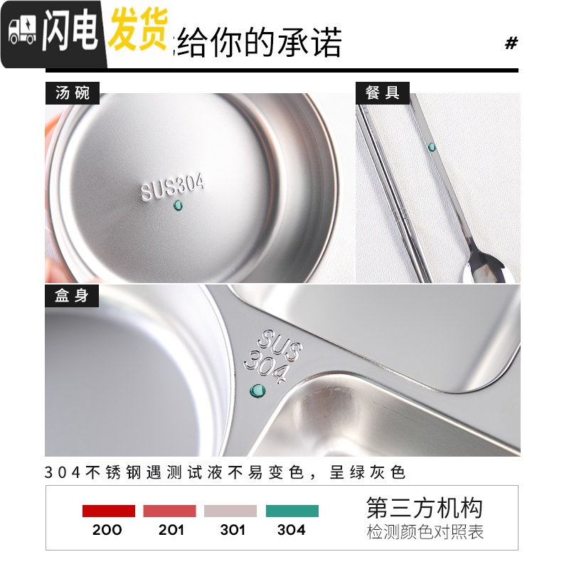 三维工匠饭盒分隔型不锈钢餐盒套装上班族餐盘学生食堂大号分格保温便当盒 清新蓝大号[级大碗]送304勺筷+保温袋