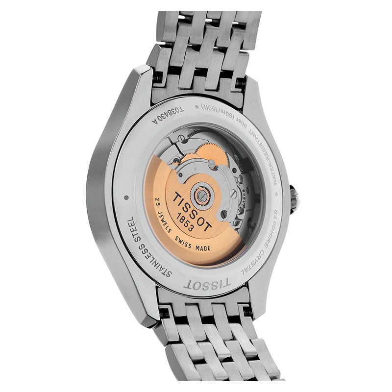 天梭(Tissot)唯意系列钢带黑盘机械表 男士手表T038.430.11.057.00