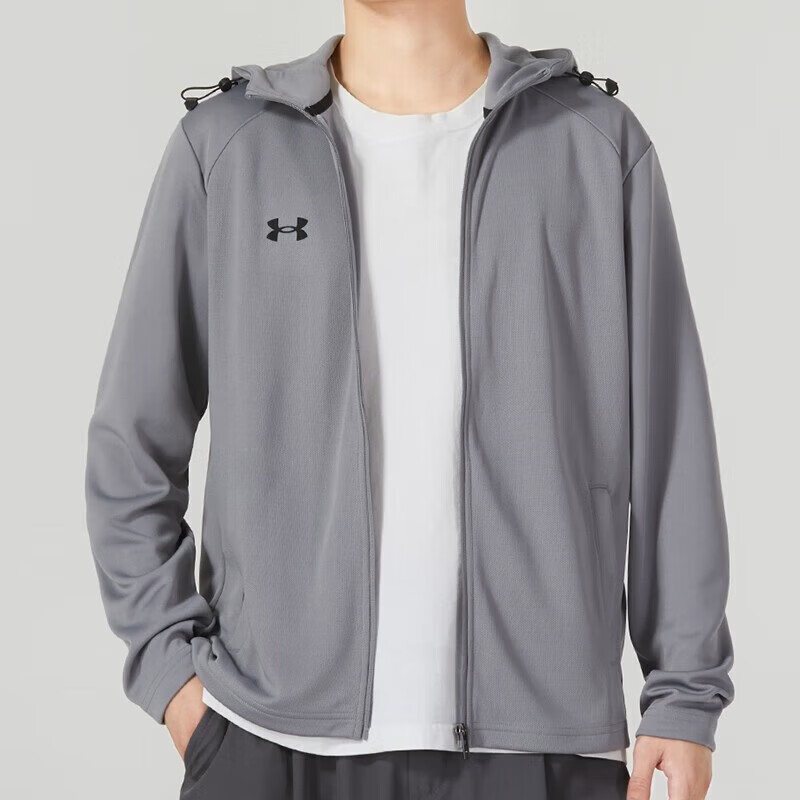 安德玛(Under Armour)运动外套男夹克新款针织运动训练跑步健身休闲外套25600403-400 ZP高清大图