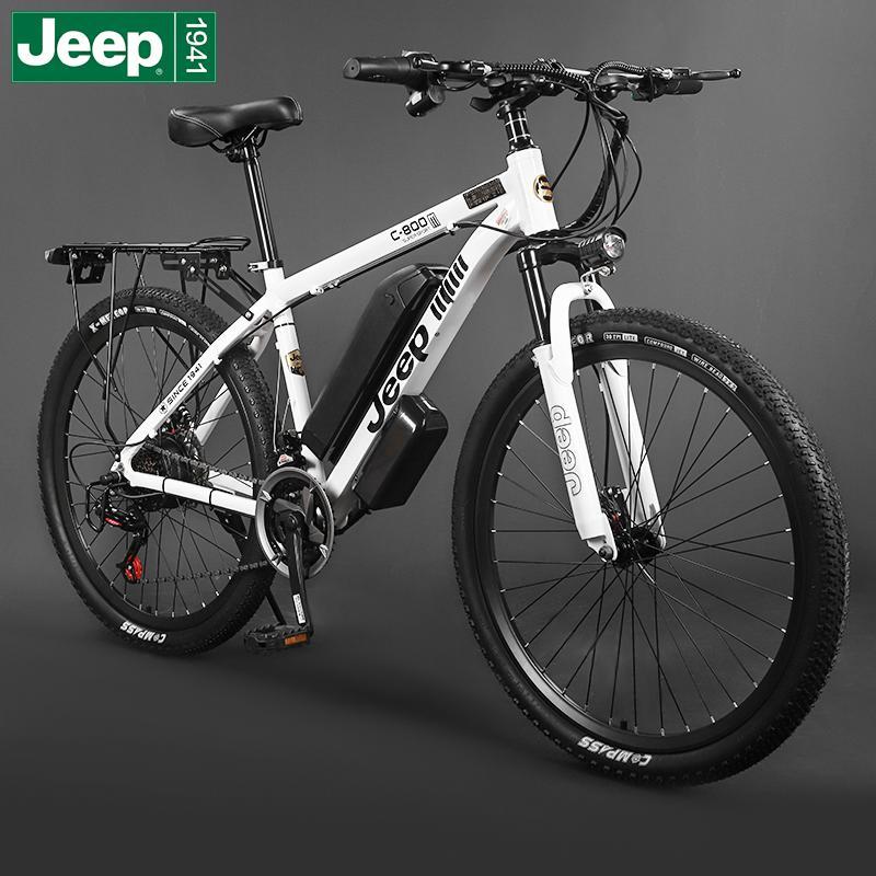 吉普jeep铝合金锂电池助力山地自行车26寸越野单车212427速碟刹