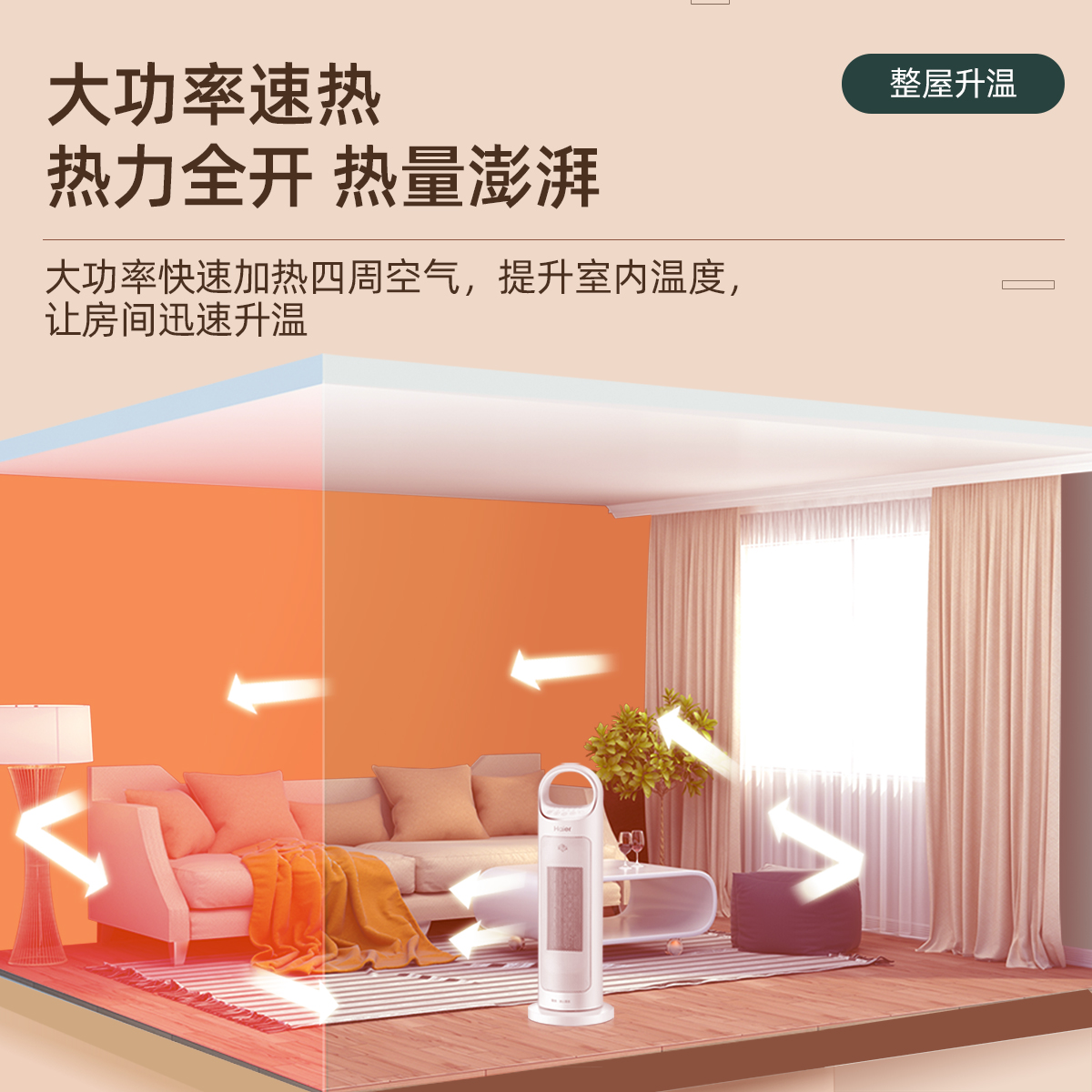 海尔(haier)取暖器暖风机家用小型电暖气速热风卧室浴室小太阳烤火炉HN2012/HNS2012高清大图