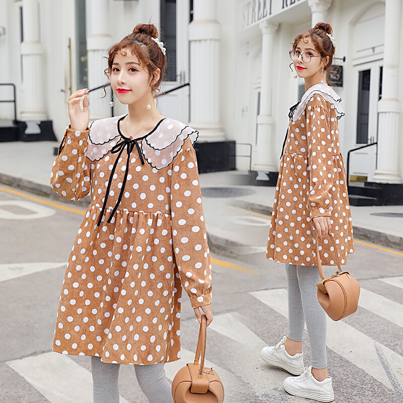 迪鲁奥(DILUAO)孕妇装秋装孕妇裙子哺乳连衣裙中长款外出哺乳衣长袖怀孕妇装上衣