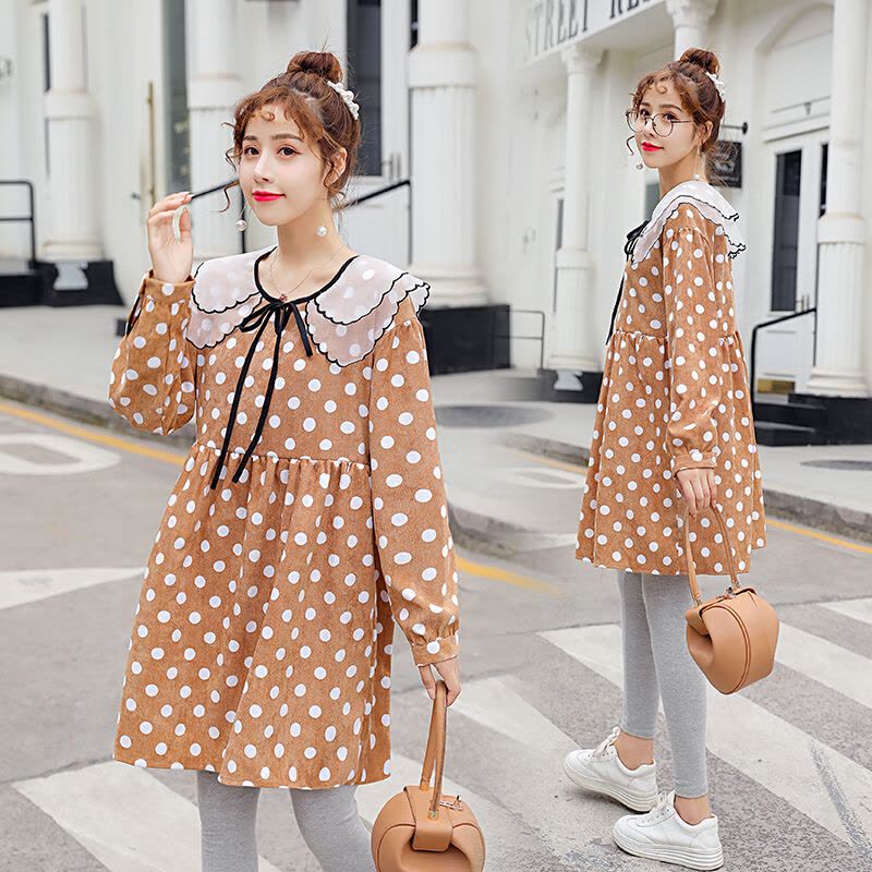 迪鲁奥(DILUAO)孕妇装秋装孕妇裙子哺乳连衣裙中长款外出哺乳衣长袖怀孕妇装上衣图片