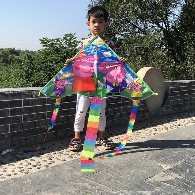 风筝儿童小号卡通图案三角买二送一带线轮即玩微风易飞初学者创意 三维工匠 1米弯边哪吒+200米手持轮(买二送一)高清大图
