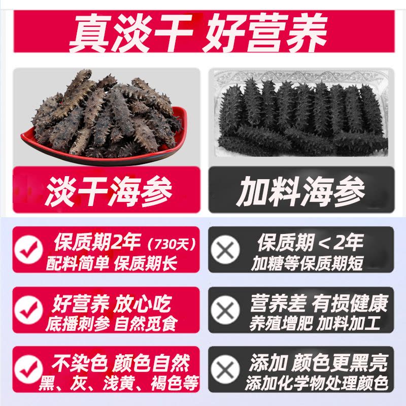 宫品海参3A淡干海刺参250克50-60只家庭盒装 国产生鲜图片