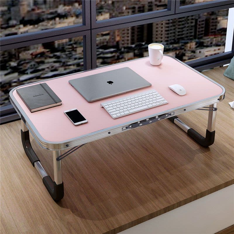 笔记本电脑桌做床上用书桌折叠桌懒人桌宿舍小桌子学生儿童学习桌 铝合金大号70X50-萌萌蓝图片